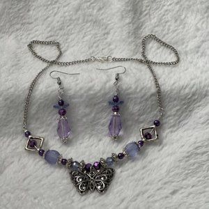 butterfly necklace and earrings